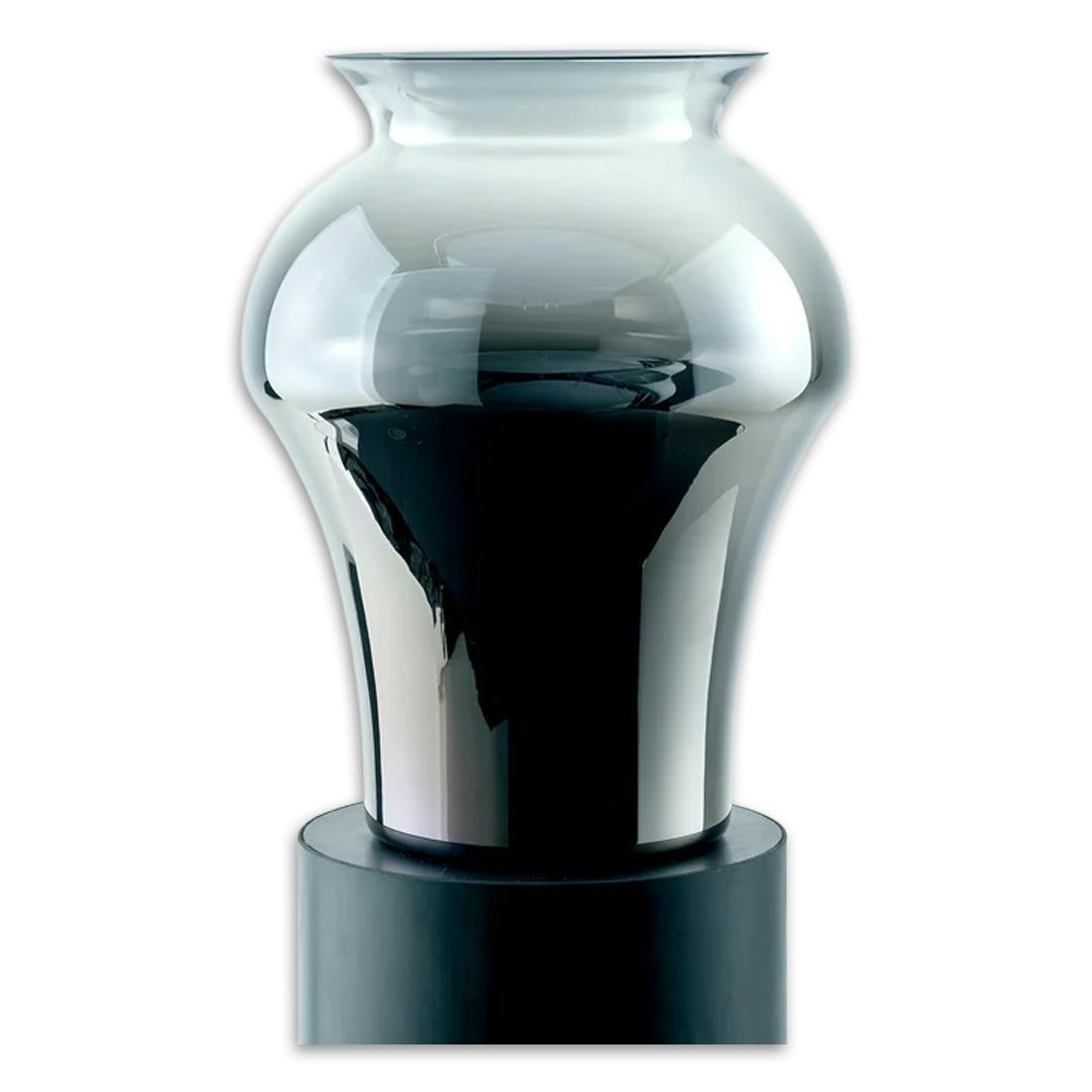K-T Trophy Vase, Titanium Exterior / Transparent Interior