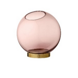 Globe Vase W. Stand Rose / Gold