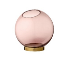 Globe Vase W. Stand Rose / Gold