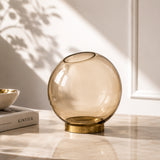 Globe Vase W. Stand Amber/Gold-Big - AYTM (view 2)