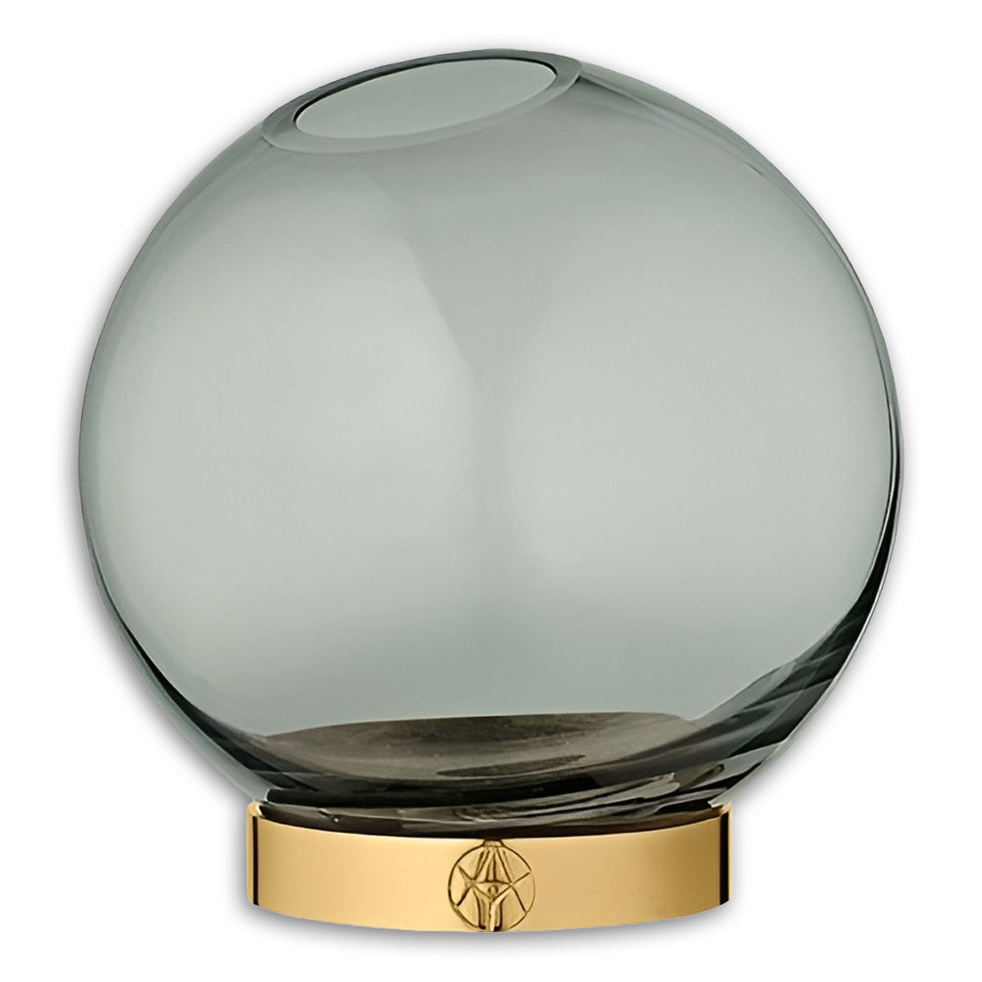 Globe Vase W. Stand Forest/Gold-Small - AYTM