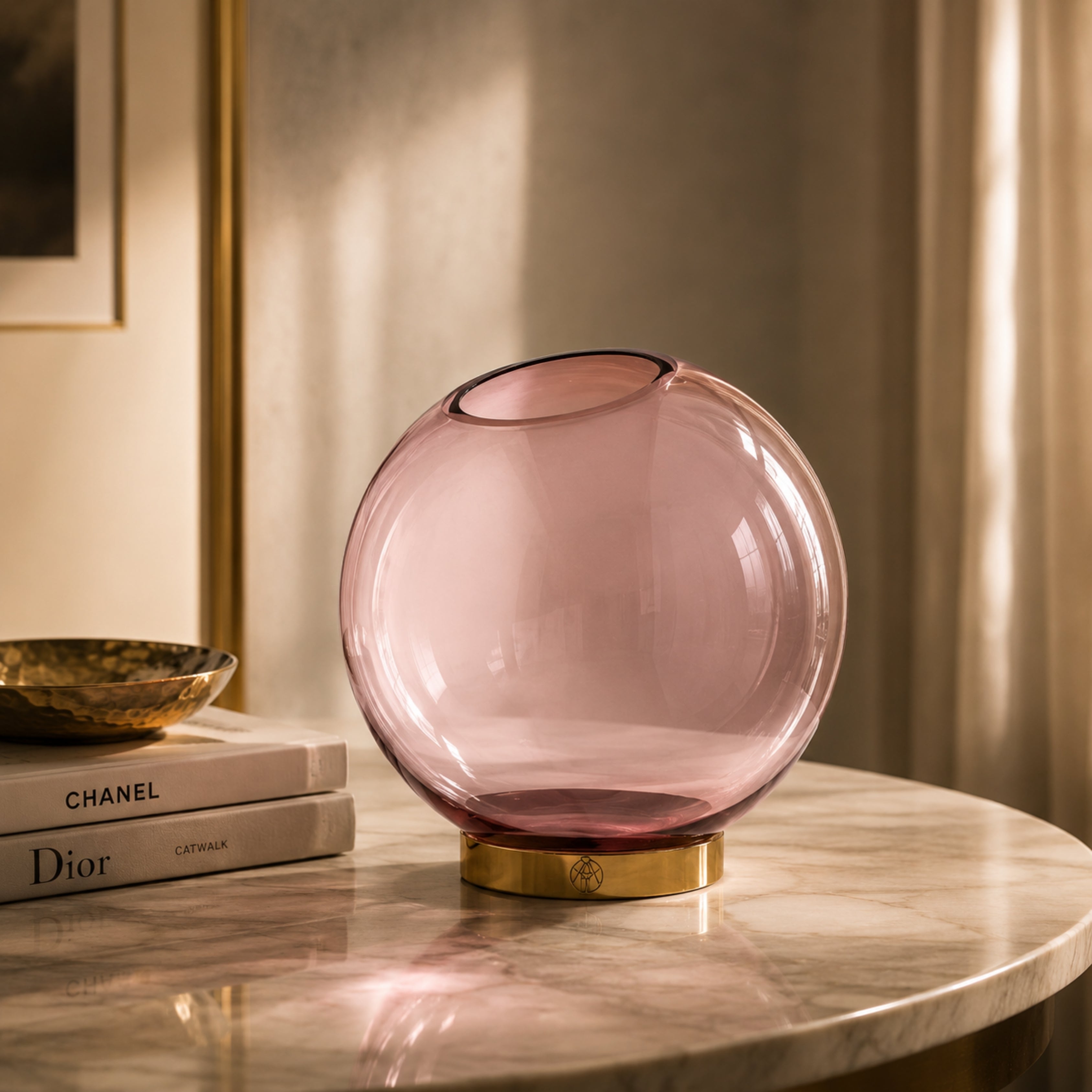 Globe Vase W. Stand Rose/Gold - AYTM (view 2)