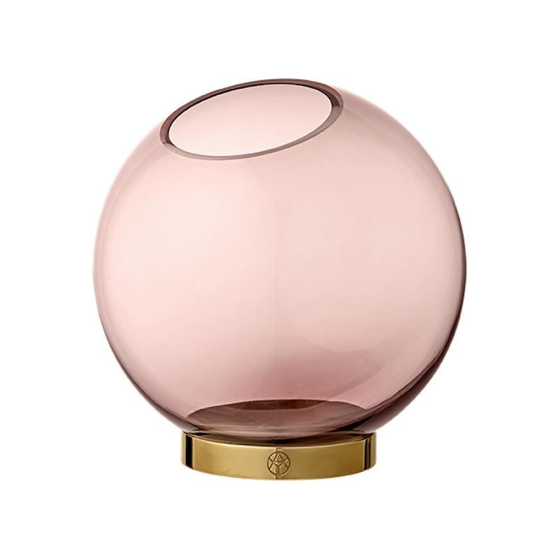 Globe Vase W. Stand Rose/Gold-Medium - AYTM