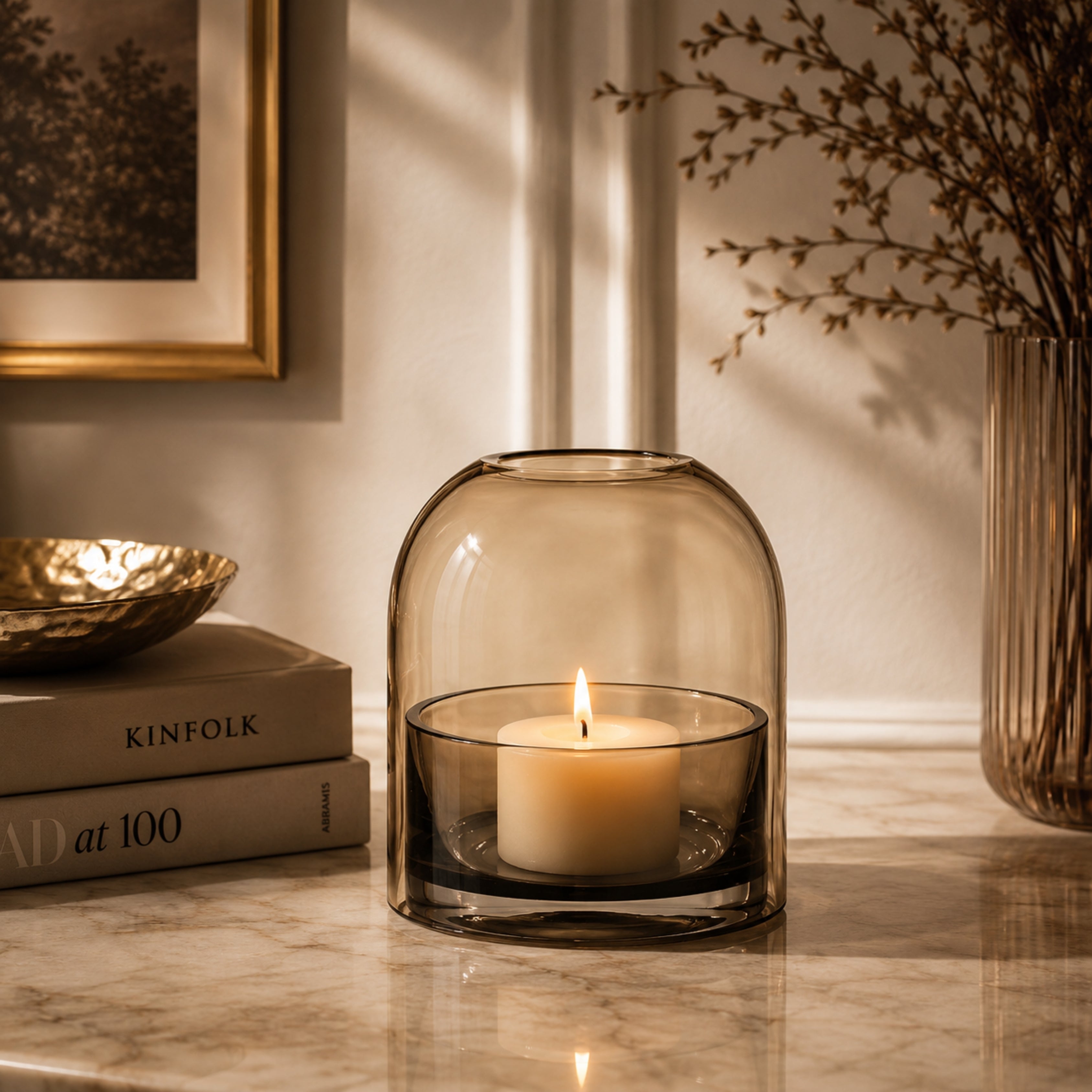 Tota Lantern For Tea Light-Amber/Black - AYTM (view 2)