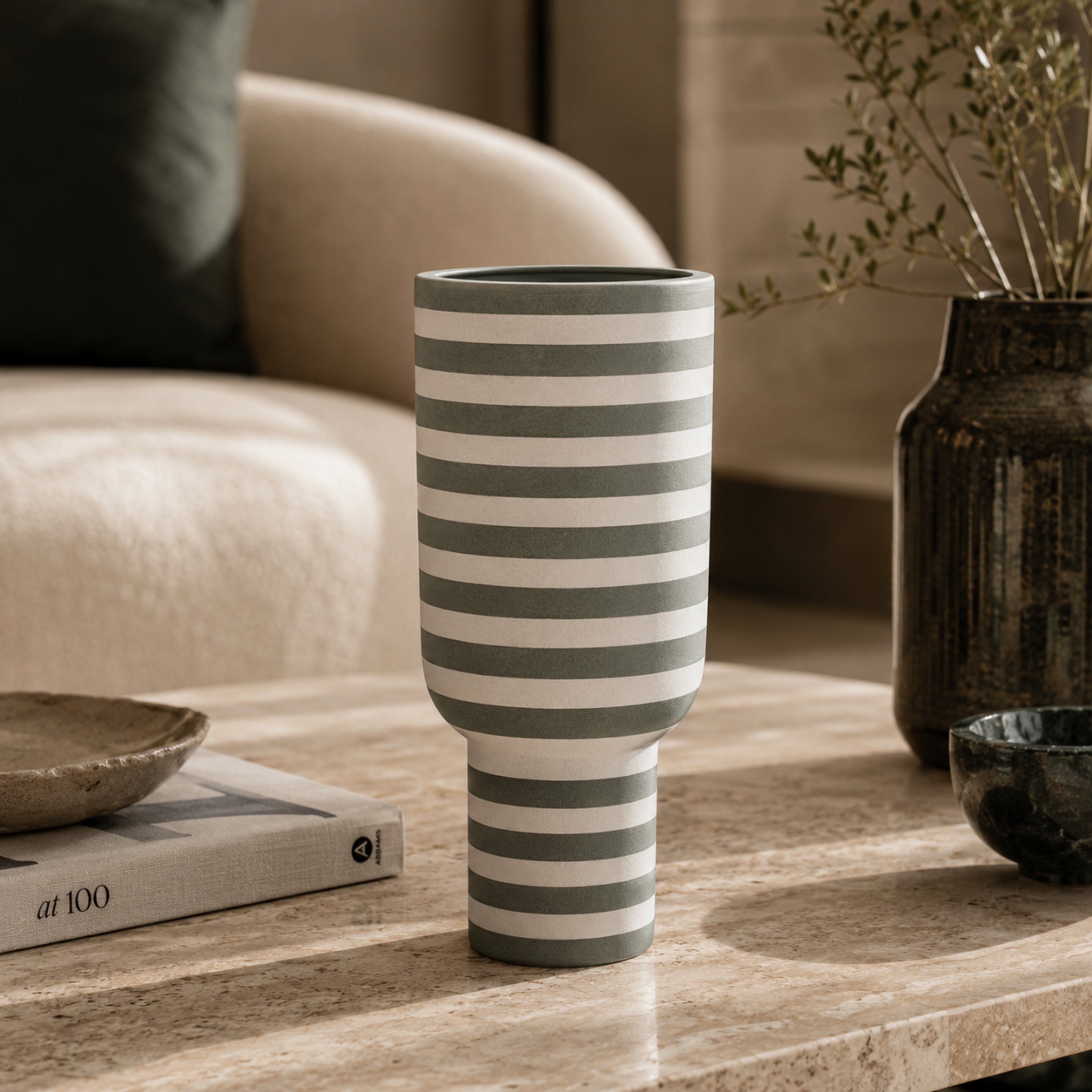 Varia Sculptural Vase Dusty Green/Forest - AYTM (view 2)