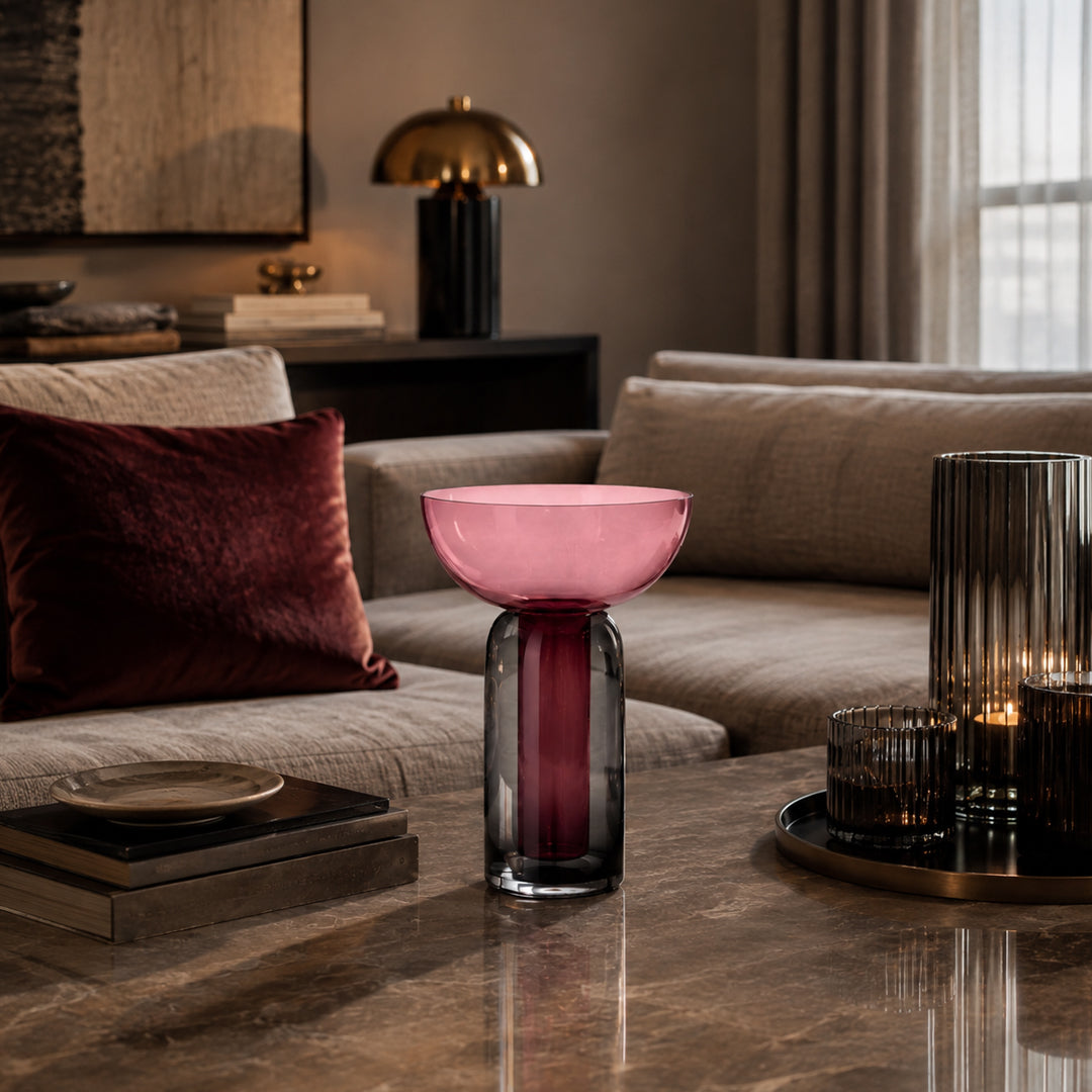 Torus Vase Black/Rose-Tall (view 2)