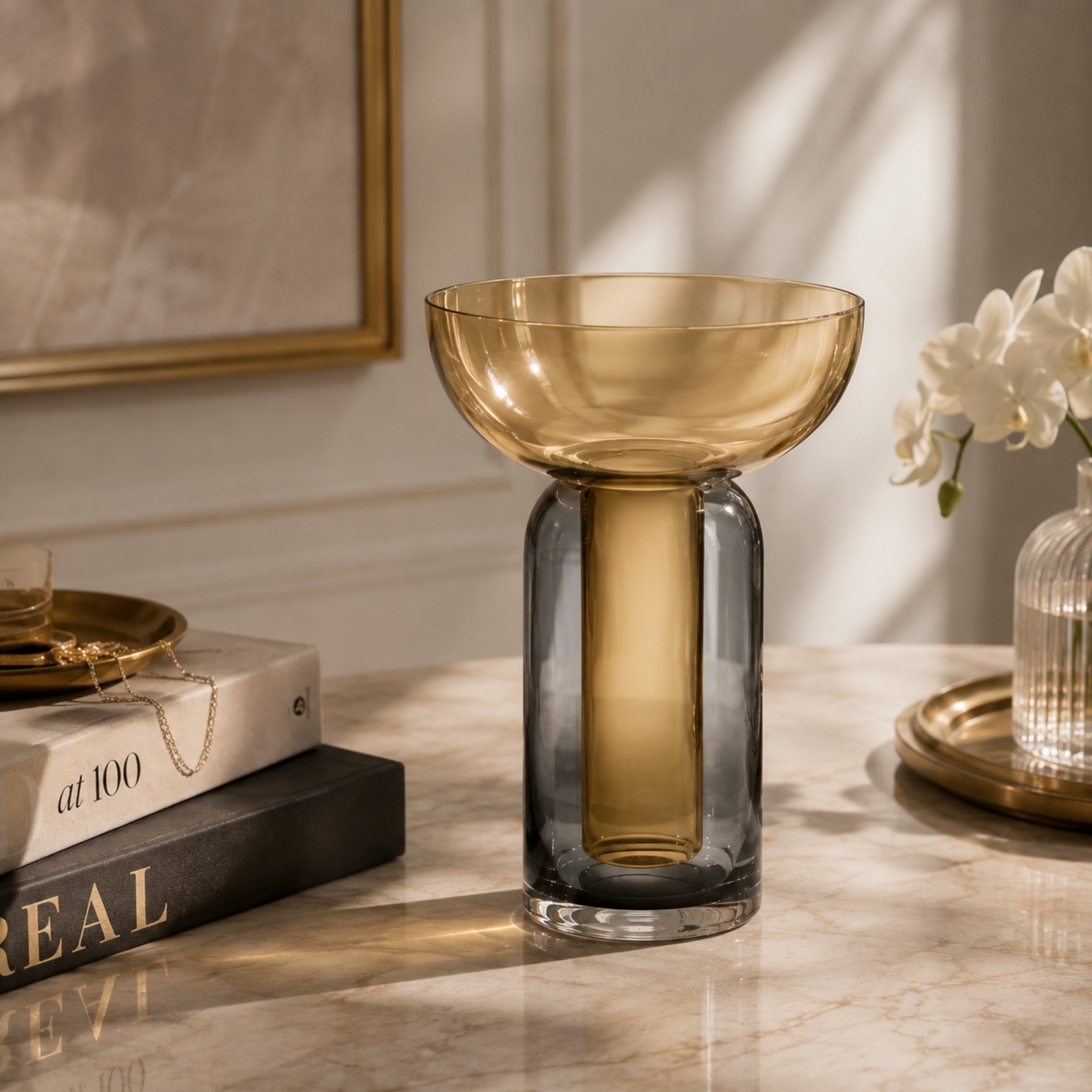 Torus Vase Black/Amber-Small - AYTM (view 2)