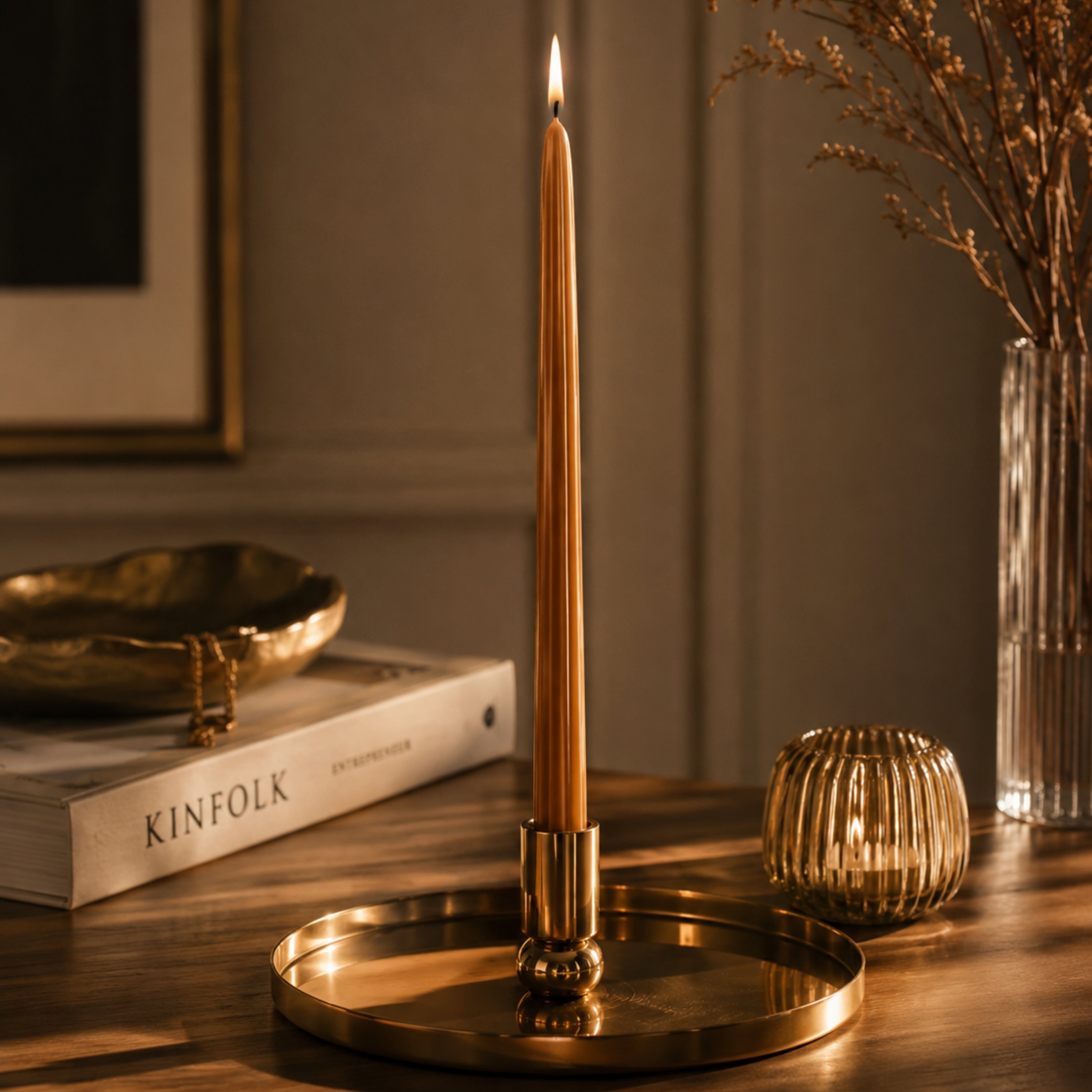 Lux Taper Candles - Set Of 4-Amber - AYTM (view 2)