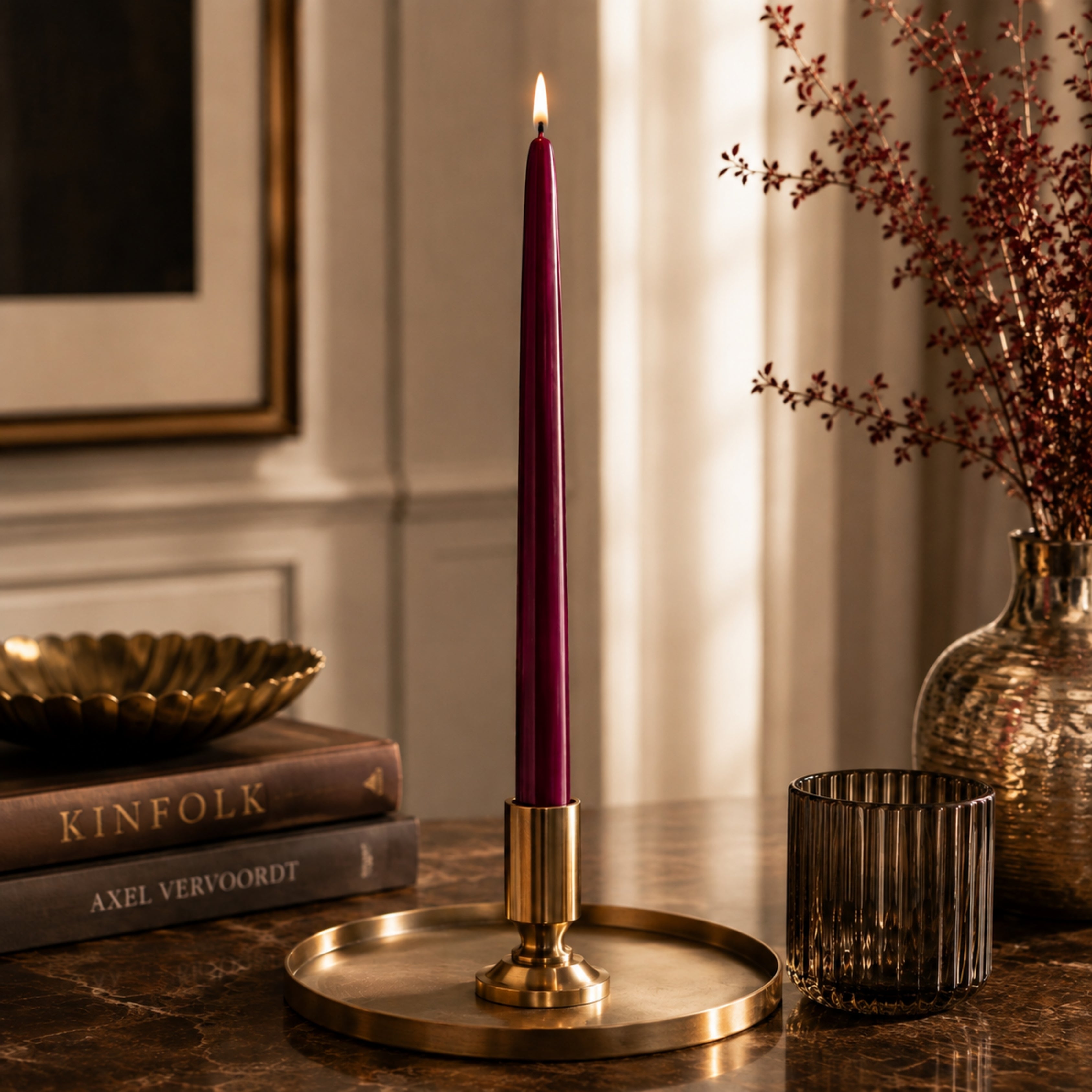 Lux Taper Candles - Set Of 4-Bordeaux - AYTM (view 2)