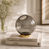 Globe Vase W. Stand Black / Gold - AYTM (view 2)
