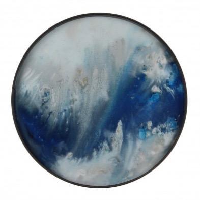 ETHNICRAFT ROUND TRAY WITH BLUE MIST ORGANIC DETAIL