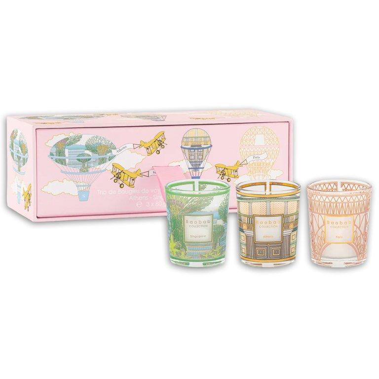 Trio Travel Candles My First Baobab Singapore-Athens-Paris