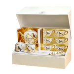 Aux Oiseaux Large Tea Gift Case (Teapot, Creamer, Sugar Bowl, 6 Tea Cups And Saucers) - White Gold