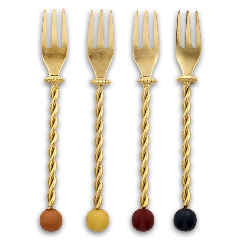 Set Of 4 Torchon Dessert Forks