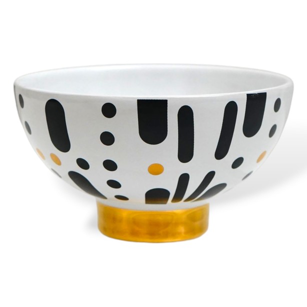 Small Bowl Hayon White, Black & Gold Graphics