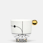 White Coffee Cup, Black & Gold Graphics