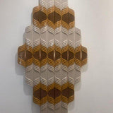Tile2/27Pz/38+42+03 Wooden Panel 27 Canyon Tiles Matt Aloe, Tundra And Glossy Turtledove Antique Gold Details