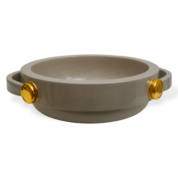 Sb-160/12+04/29 Jarro Centerpiece In Glossy Cashmere With Glossy Gold Details