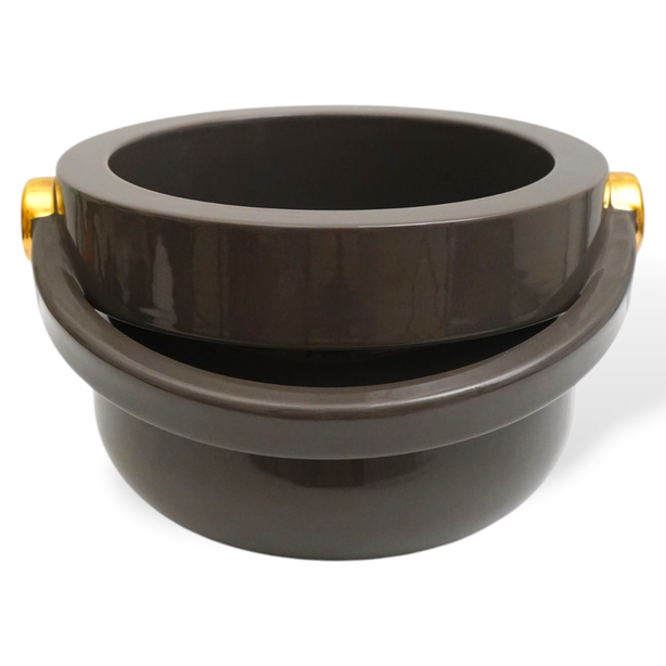 Sb-162/55+04/80 Jarra Centerpiece 1. Glossy Mud Brown And Glossy Copper Details