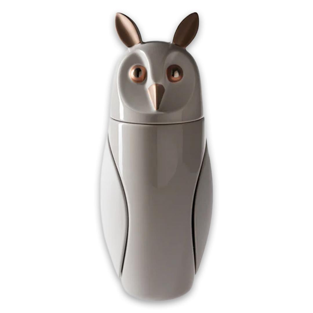 1785/02+34+04 Gufo Owl Glossy Cashmere With Satin Warm Grey Wings