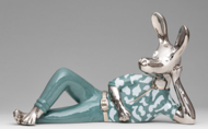 DONKY BREEZE SCULPTURE IN GLOSSY LEAD GREY AND GLOSSY PLATINUM DETAILS