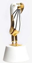 HOPEBIRD DECORATION 4 GLOSSY GOLD WHITE AND BLACK