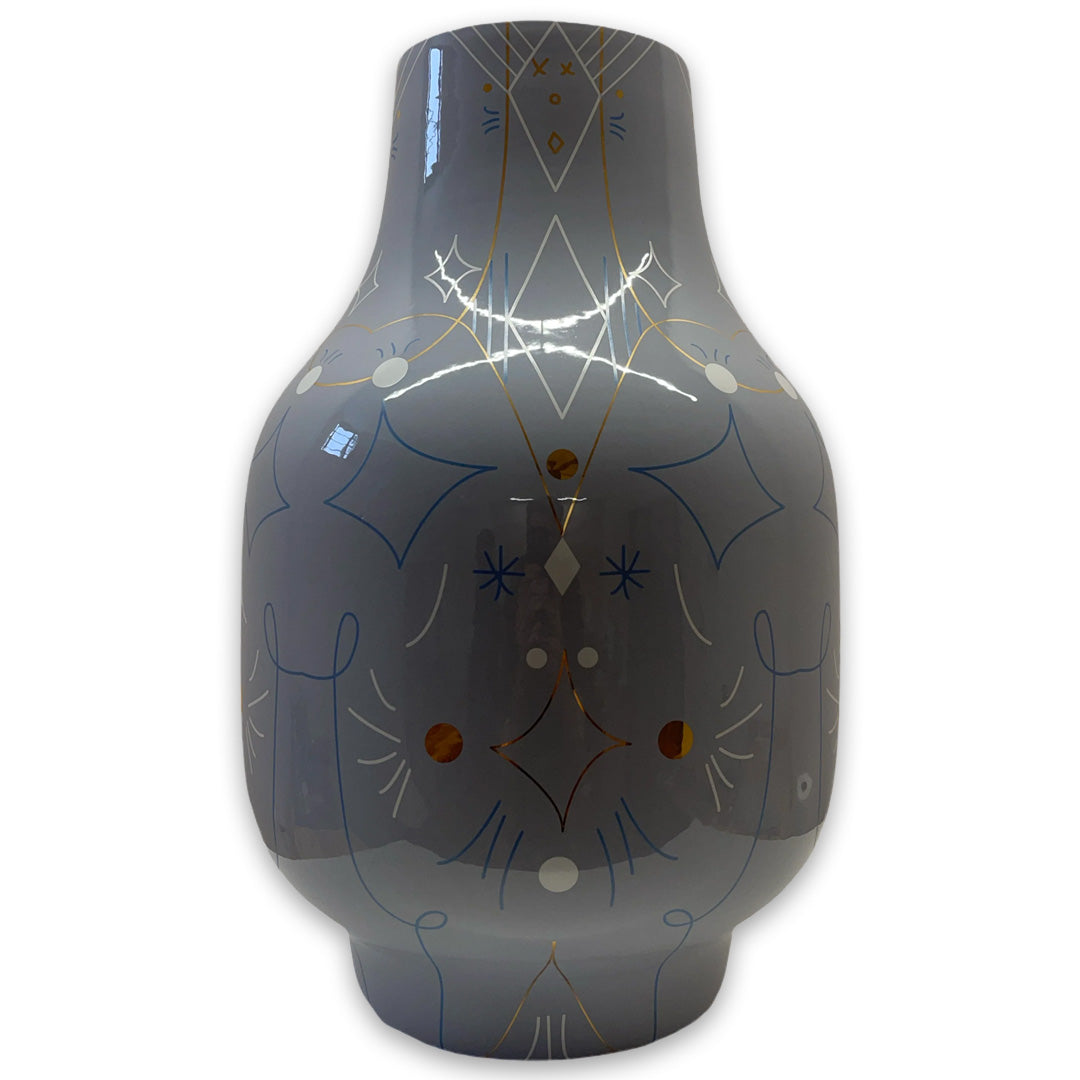 Strypy Vase 3.Glossy Stone Grey With Graphic 3 - Bosa