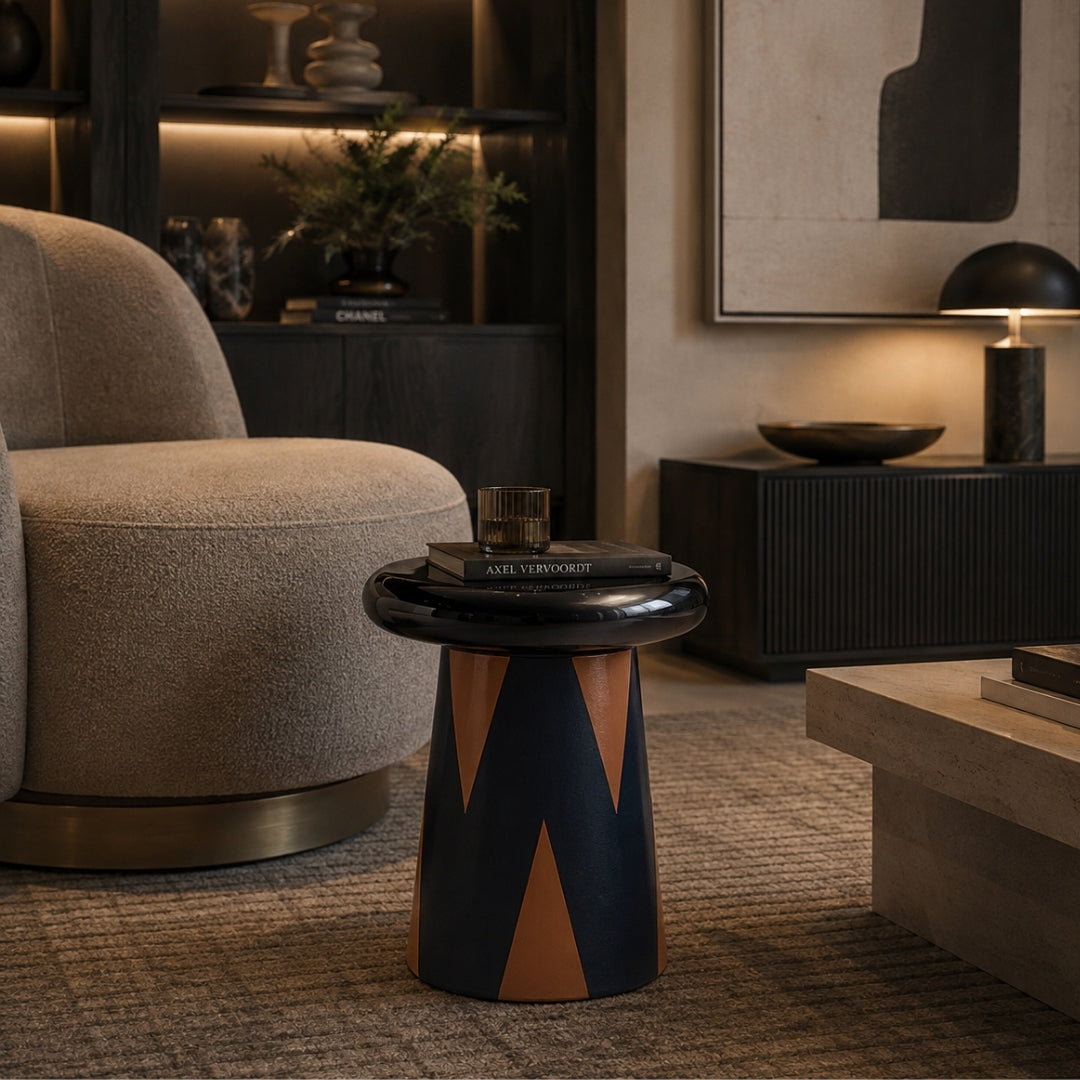 T-Table Tall Black And Copper Graphic D1 - Bosa (view 2)