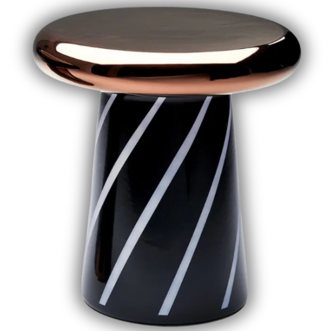T-Table Tall Black White Graphics And Glossy - Bosa