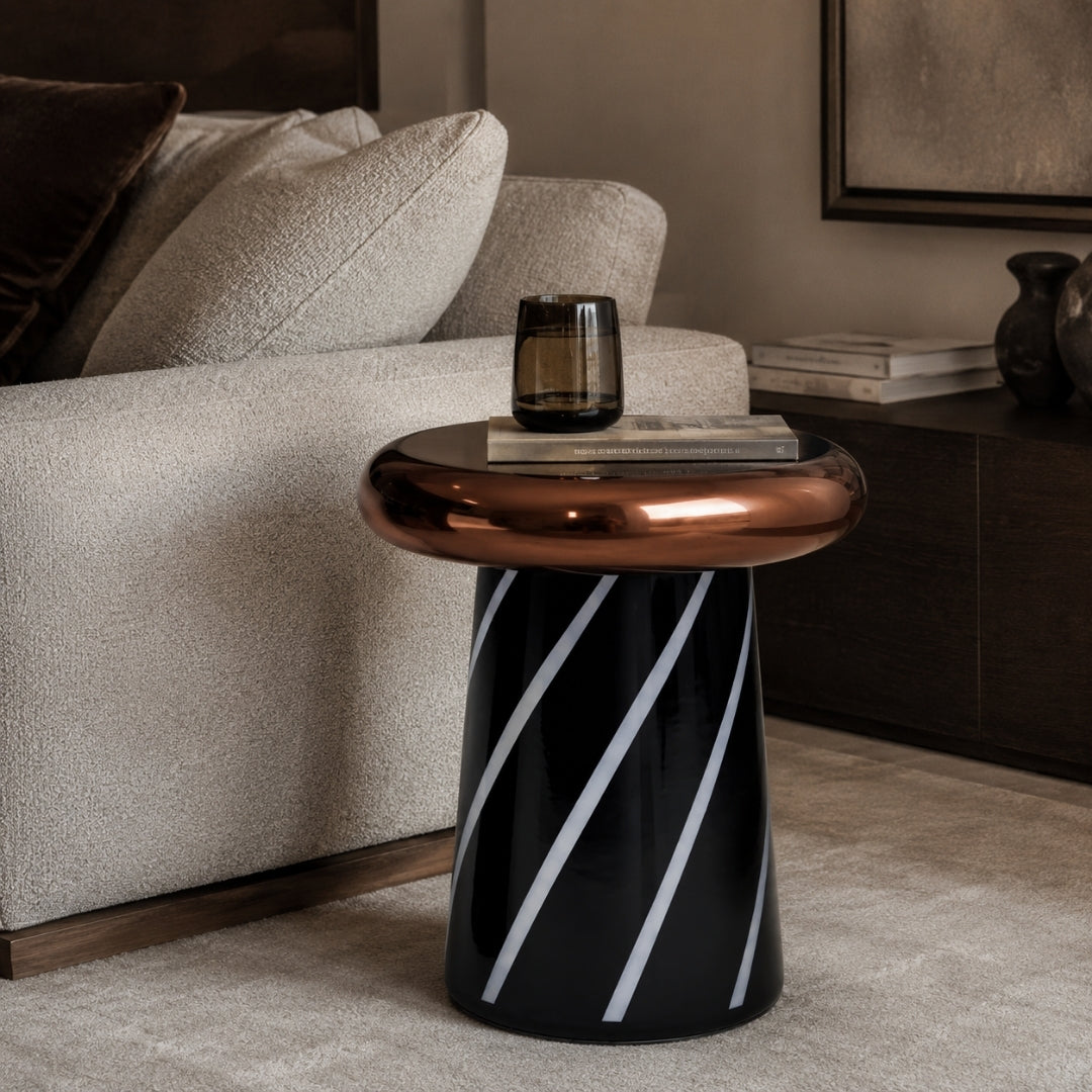 T-Table Tall Black White Graphics And Glossy - Bosa (view 2)