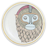 Primates Small Plate Graphics 6 Glossy White & Gold Edge