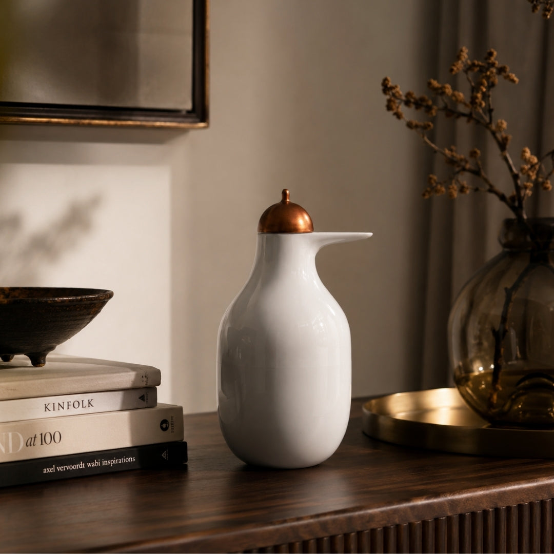 Small Pelican Decanter White With Satin Copper - Bosa (view 2)