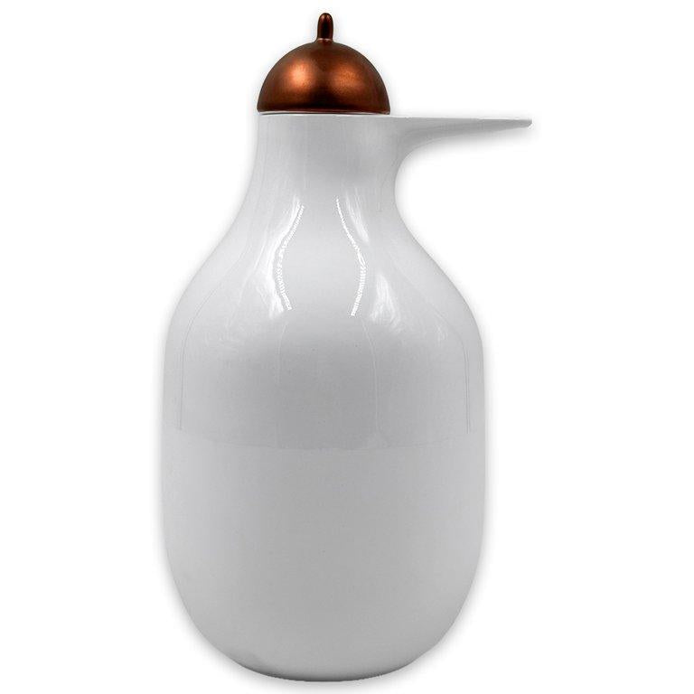 Big Pelican Decanter White With Satin Copper