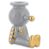 Pinocchietto Candleholder Glossy Stone Grey And Gold,