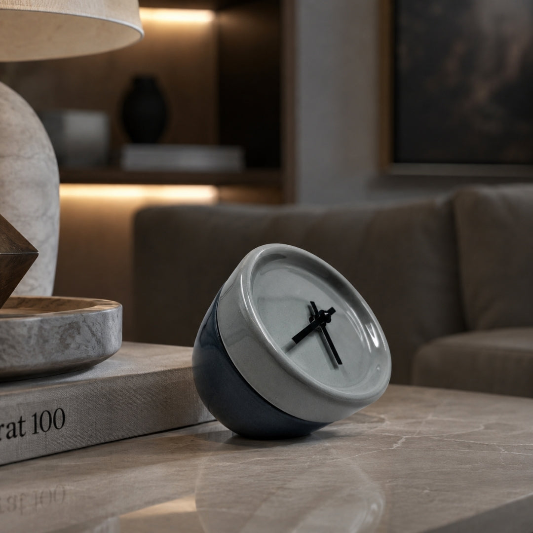 Celo Table Clock Tundra Green & Glossy Turtledove Quarter - Bosa (view 2)