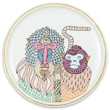 Primates Big Plate Graphics 2 Glossy White & Gold Edge
