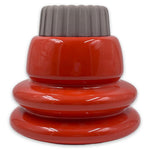 Volcano Vase 2 Glossy Khaki Base Rough Dusky Brown Top With Tea Rose Inside