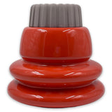 Volcano Vase 2 Glossy Khaki Base Rough Dusky Brown Top With Tea Rose Inside