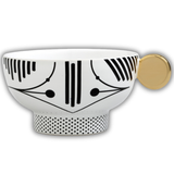 Hayon Tea Cup White, Black & Glossy Gold Graphics
