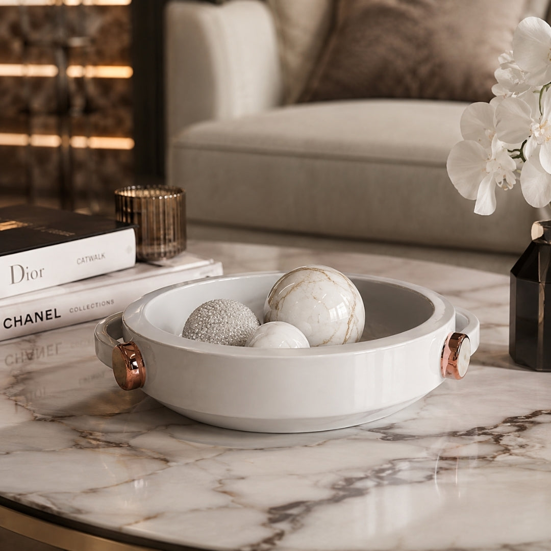 Sb-160/12+04/80 Jarro Centerpiece In Glossy Cashmere With Glossy Copper Details - Bosa (view 2)