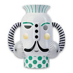 King Vase Glossy White With Green And Gold Graphic