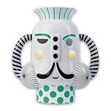 King Vase Glossy White With Green And Gold Graphic