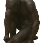 SEATED FIGURE BLACK RESIN