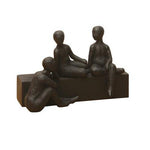 3 SEATED FIGURES BLACK RESIN