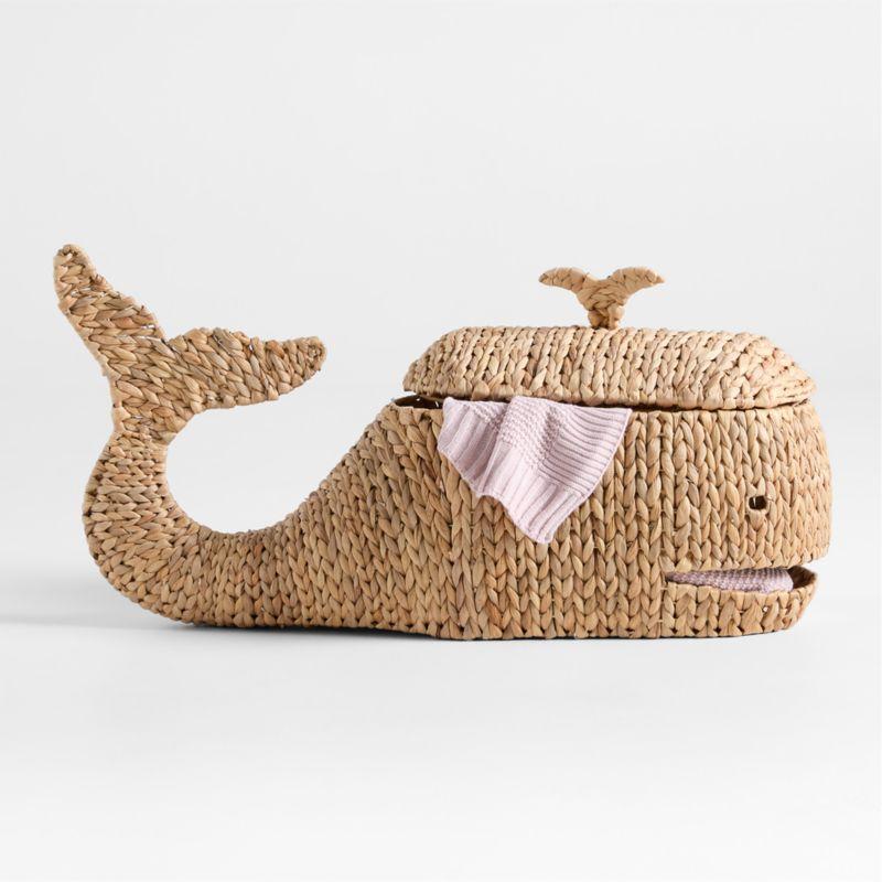 WHALE WOVEN FLOOR STORAGE BASKET