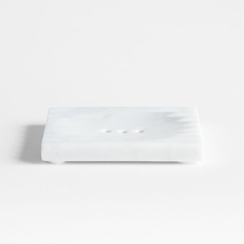 CARMEN FLUTED WHITE MARBLE SOAP DISH