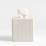 CARMEN FLUTED WHITE MARBLE TISSUE BOX