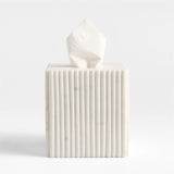 CARMEN FLUTED WHITE MARBLE TISSUE BOX