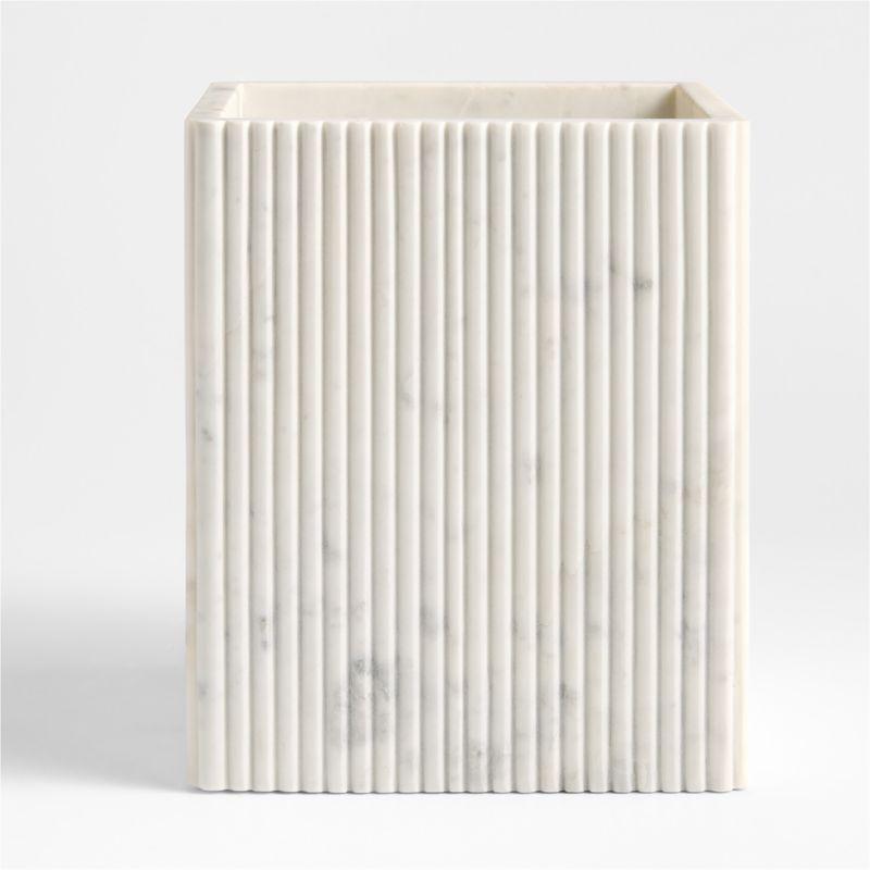 CARMEN FLUTED WHITE MARBLE TRASH CAN