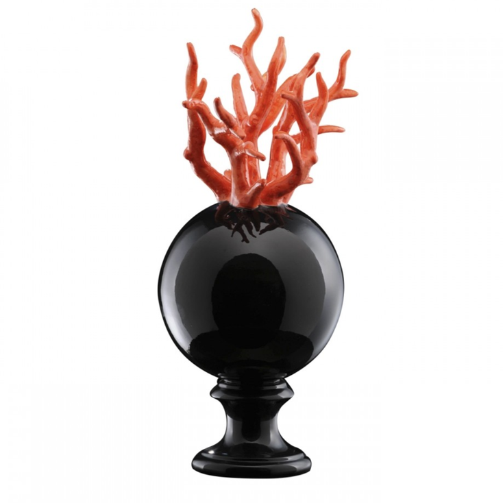 GLOBE WITH RED CORAL